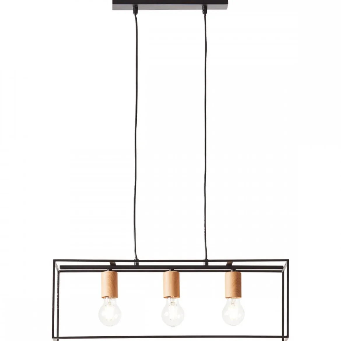 Brilliant Leuchten No. 92747-76 Pendelleuchte Arica 3-flammig E27 schwarz holzfarbend