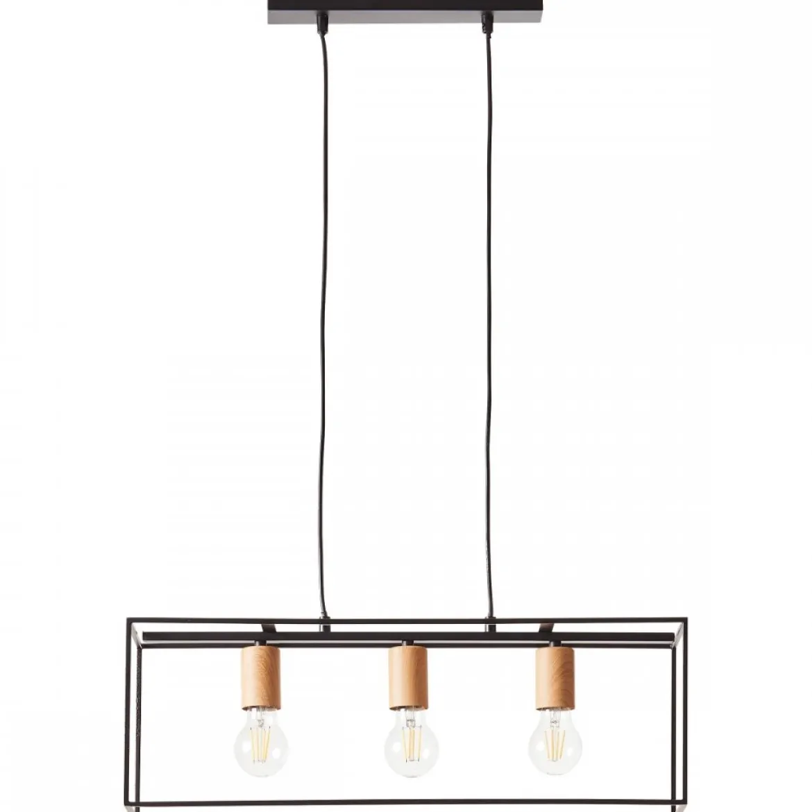 Brilliant Leuchten No. 92747-76 Pendelleuchte Arica 3-flammig E27 schwarz holzfarbend