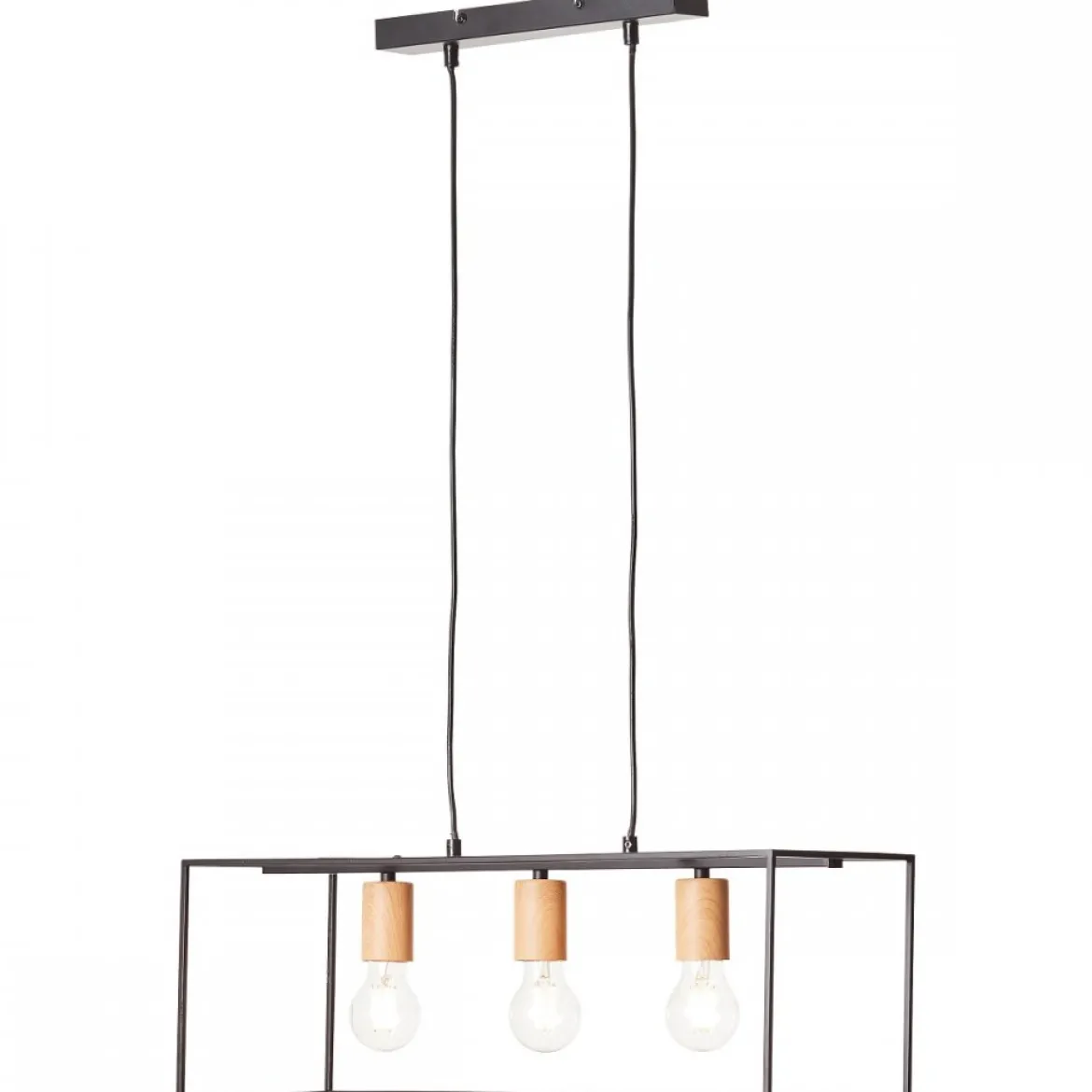 Brilliant Leuchten No. 92747-76 Pendelleuchte Arica 3-flammig E27 schwarz holzfarbend