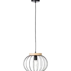 Brilliant Leuchten No. 99234-76 Sorana Pendelleuchte schwarz holzfarbend E27