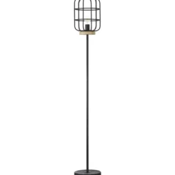 Brilliant Leuchten No. 93073-66 Standleuchte Gwen E27 antik holz schwarz korund