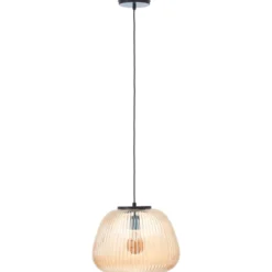 Brilliant Leuchten 80108-86 Pendelleuchte Kaizen 35cm amber-bernstein schwarz