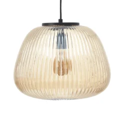 Brilliant Leuchten 80108-86 Pendelleuchte Kaizen 35cm amber-bernstein schwarz