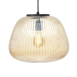 Brilliant Leuchten 80108-86 Pendelleuchte Kaizen 35cm amber-bernstein schwarz