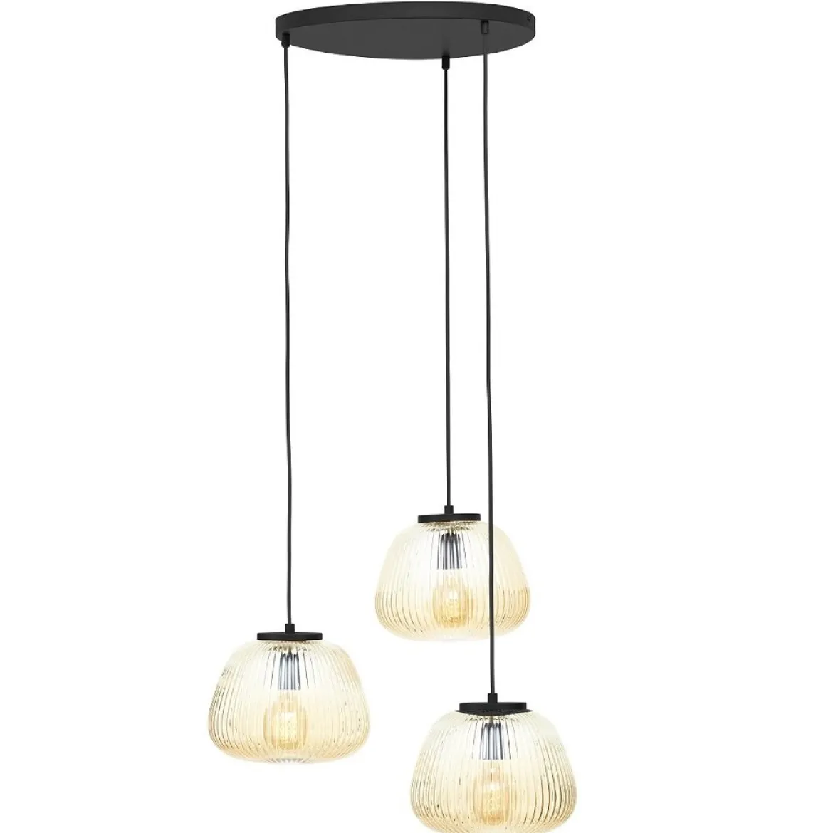 Brilliant Leuchten 80110-86 Pendelleuchte Kaizen 3- flammig rund amber-bernstein schwarz