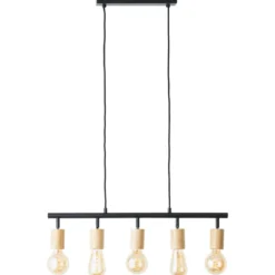 Brilliant Leuchten 99684-76 Tiffany Pendelleuchte 5-flammig schwarz matt natur