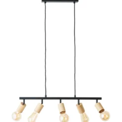 Brilliant Leuchten 99684-76 Tiffany Pendelleuchte 5-flammig schwarz matt natur