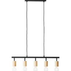 Brilliant Leuchten 99684-76 Tiffany Pendelleuchte 5-flammig schwarz matt natur