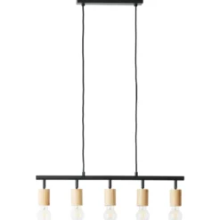 Brilliant Leuchten 99684-76 Tiffany Pendelleuchte 5-flammig schwarz matt natur