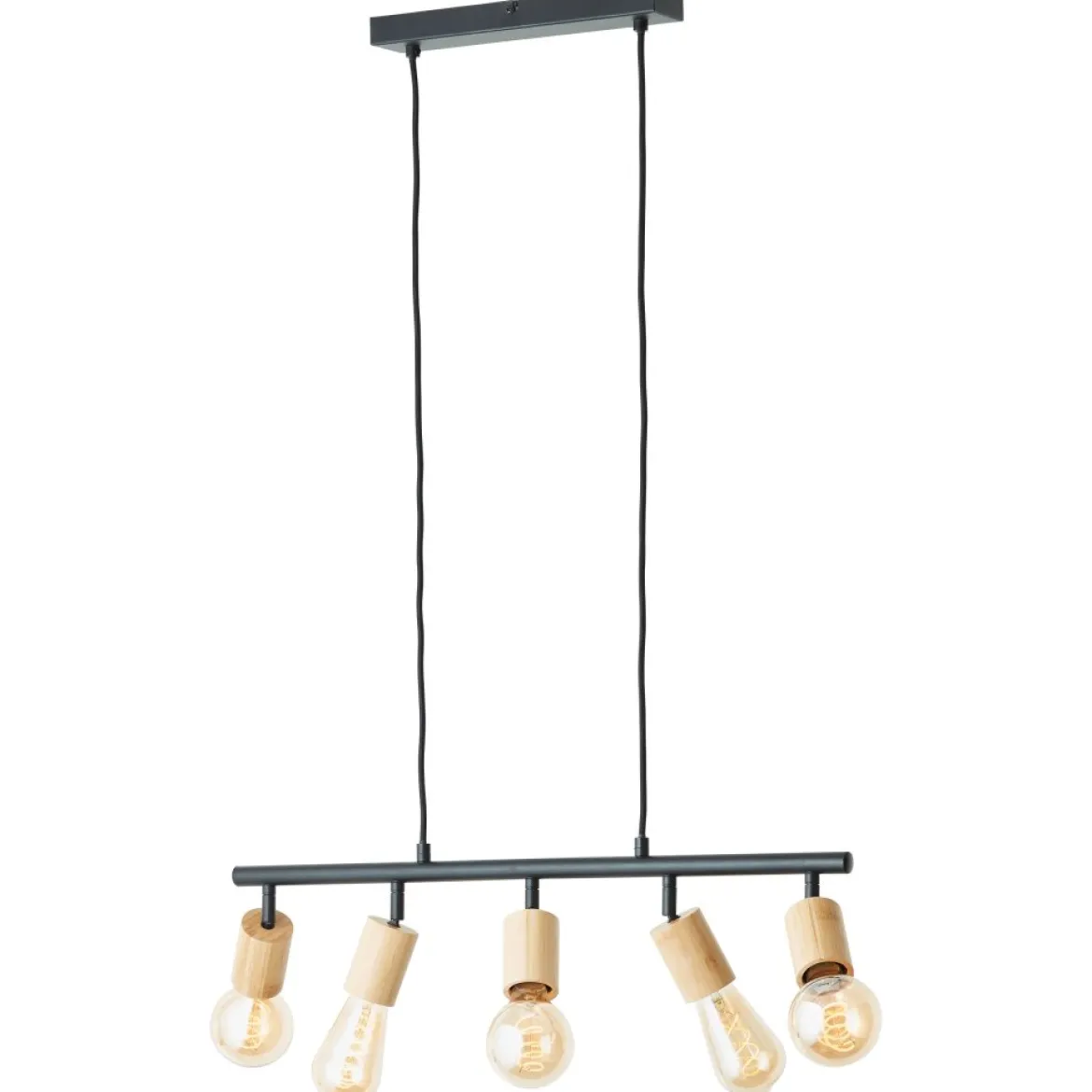 Brilliant Leuchten 99684-76 Tiffany Pendelleuchte 5-flammig schwarz matt natur