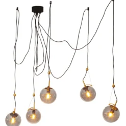 By Rydéns 4202150-4500 Pendelleuchte Carry 5-flammig grau messing
