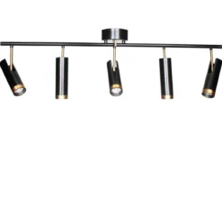 By Rydéns 4201610-4002 Puls Bar Spotlight 5-flammig schwarz matt gold 110cm