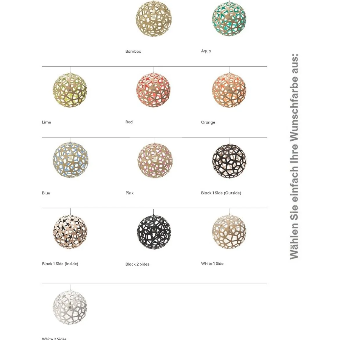 David Trubridge Coral Pendelleuchte Ø 80cm schwarz 2 Seiten