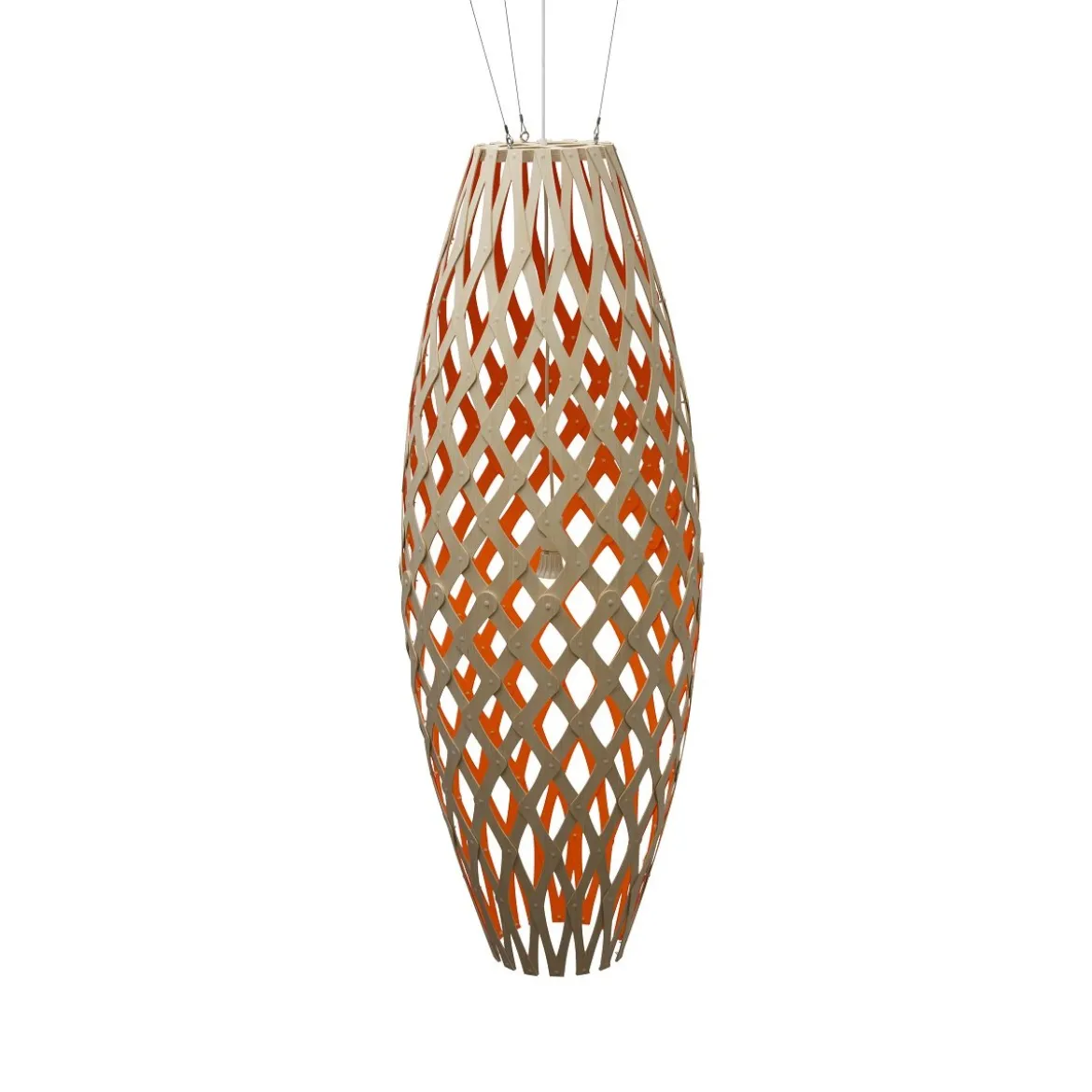 David Trubridge Hinaki Pendelleuchte 140 cm rot