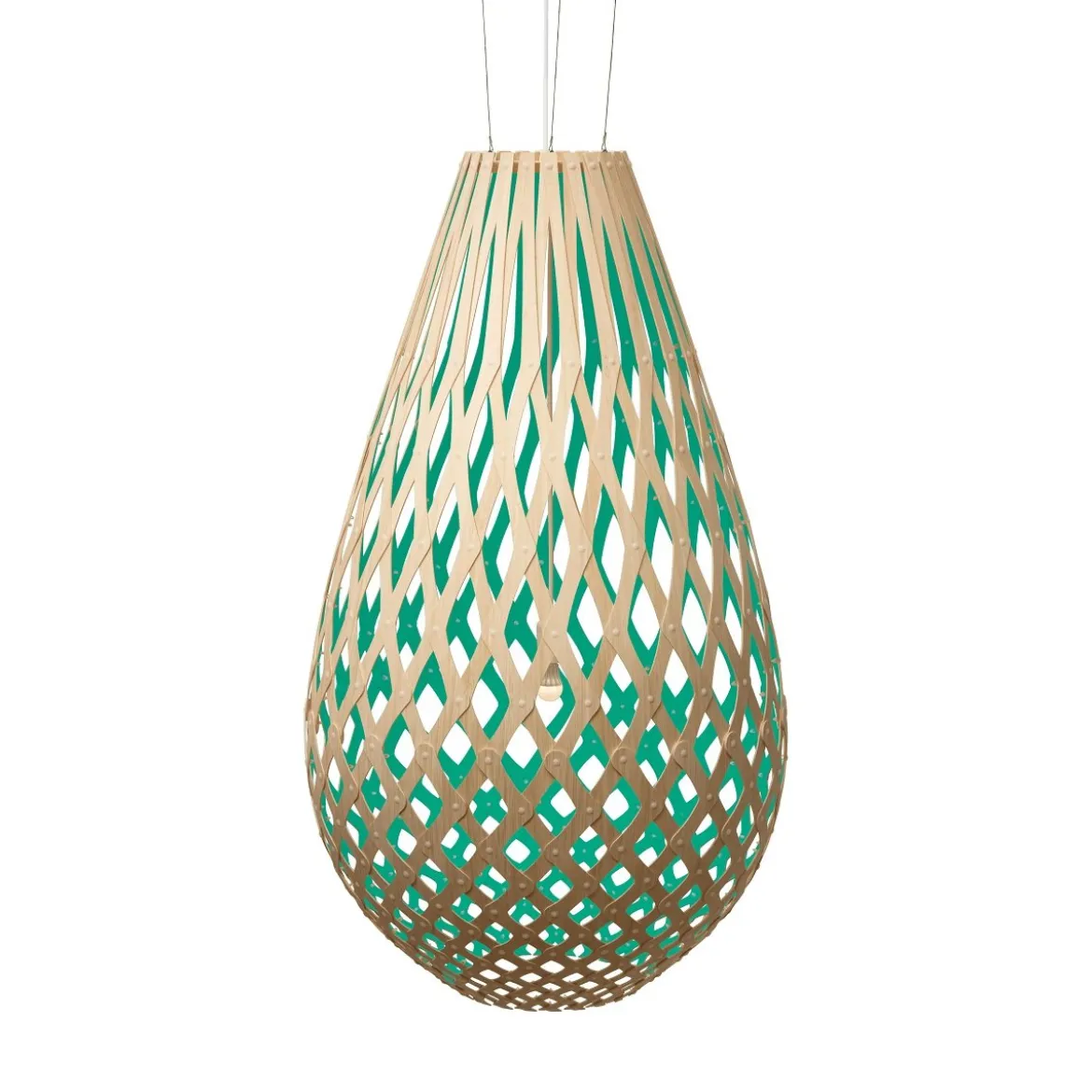 David Trubridge Koura Pendelleuchte 160 cm aqua