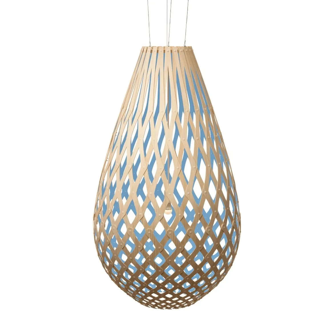 David Trubridge Koura Pendelleuchte 160 cm blau