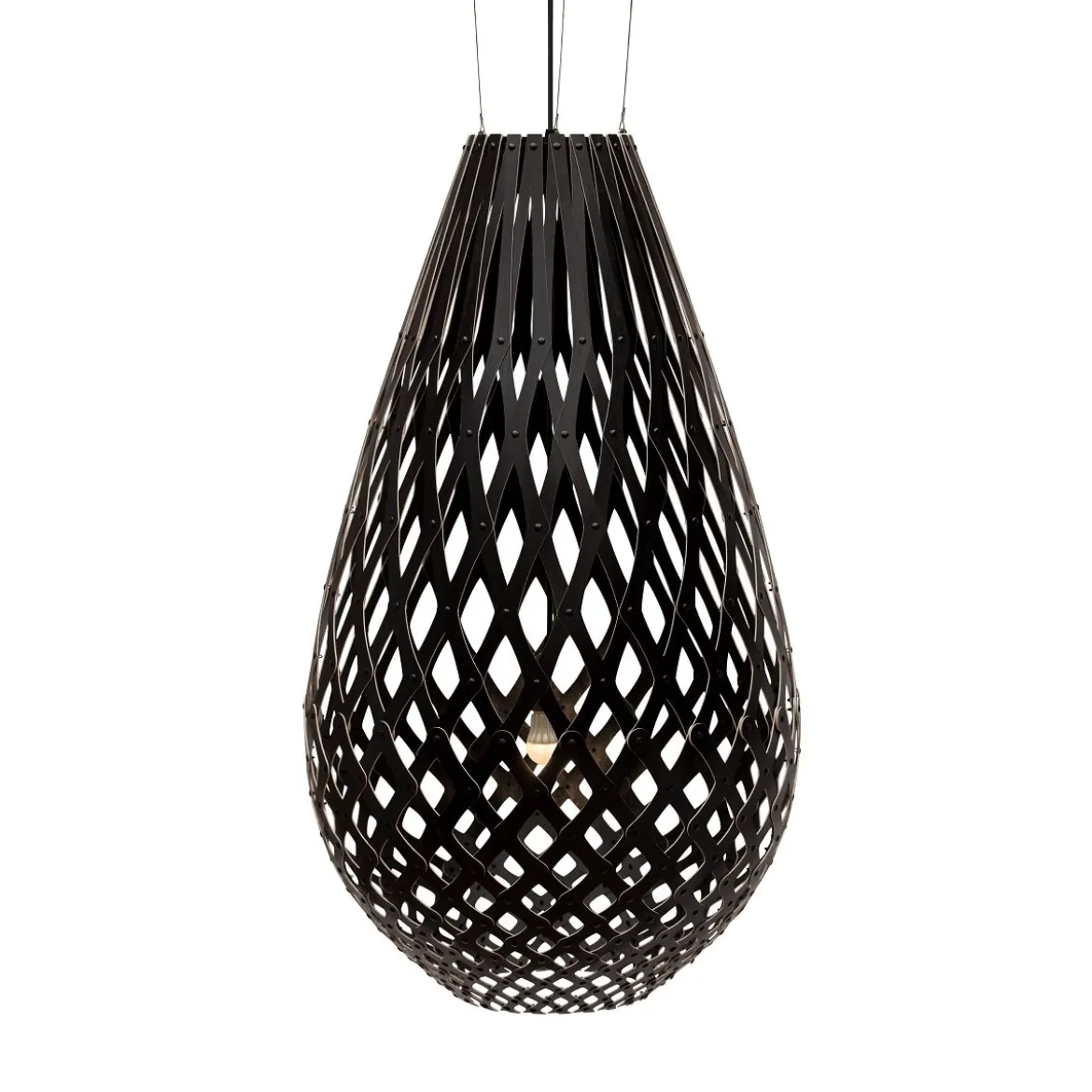 David Trubridge Koura Pendelleuchte 160 cm schwarz 2 Seiten