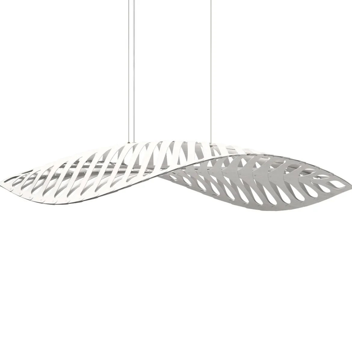 David Trubridge Navicula large Pendelleuchte 100 cm weiß 2 Seiten