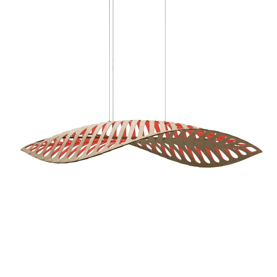 David Trubridge Navicula medium Pendelleuchte 90 cm rot