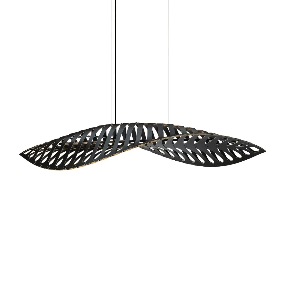 David Trubridge Navicula medium Pendelleuchte 90 cm schwarz 2 Seiten