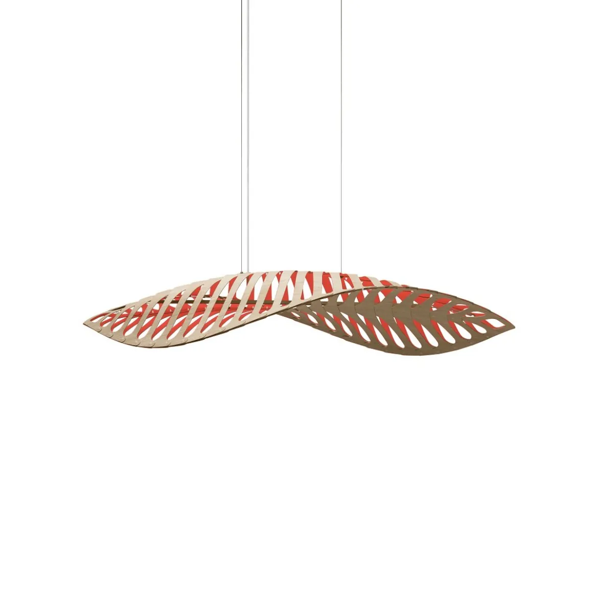 David Trubridge Navicula small Pendelleuchte 57 cm rot