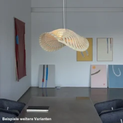 David Trubridge Navicula small Pendelleuchte 57 cm weiß 2 Seiten