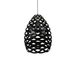 David Trubridge Tui medium Pendelleuchte Ø 54 cm schwarz 2 Seiten
