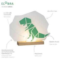 Elobra 139929 LED Tischleuchte Stecksystem Dinopoly grün warmweiß