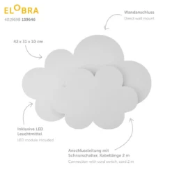 Elobra 139646 LED Wandleuchte Wölkchen weiß warmweiß