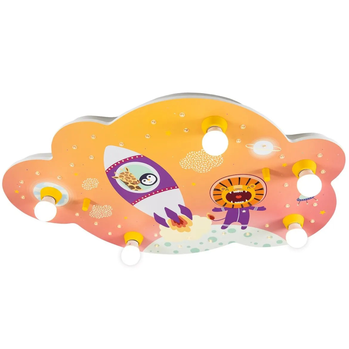 Elobra No. 137956 Deckenleuchte Bildwolke Little Astronauts Escape 5-flammig Orange