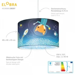 Elobra No. 138397 Deckenleuchte Little Astronauts Space Mission blau