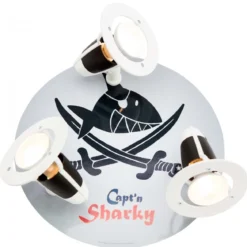Elobra No. 130667 Deckenleuchte Rondell Capt'n Sharky mit Säbeln 3-flammig, Schwarz