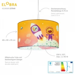 Elobra No. 137949 Hängeleuchte Little Astronauts Escape 40 Orange