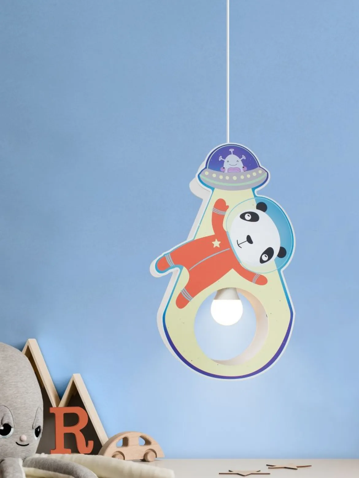 Elobra No. 137994 Pendelleuchte Little Astronauts Panda 1-flammig Blau