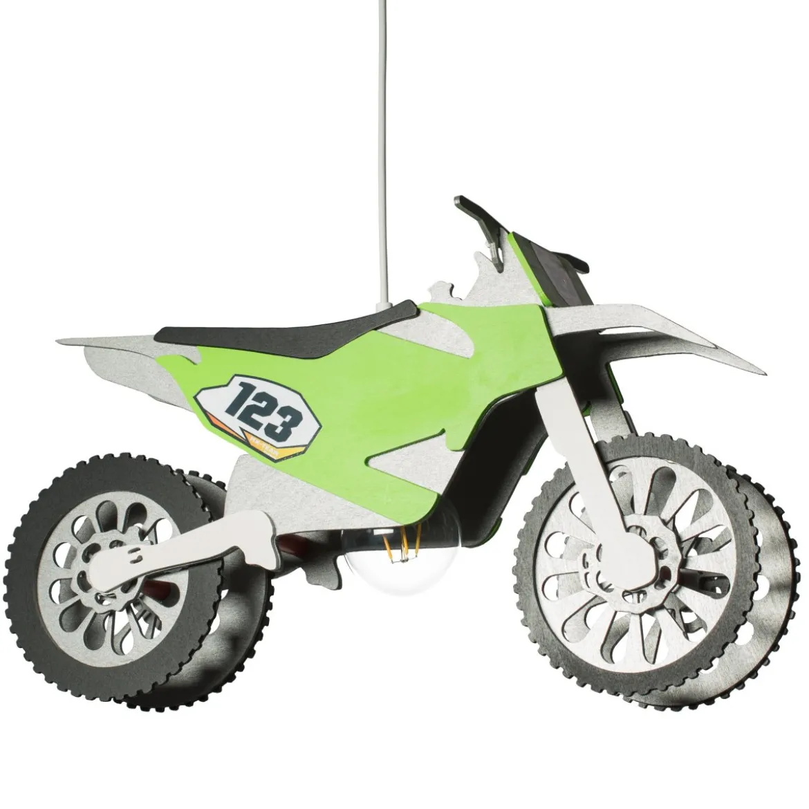 Elobra No. 136973 Pendelleuchte Motorcrossmaschine 1-flammig, Grün, Silber