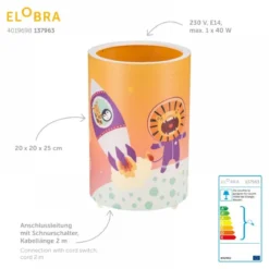 Elobra No. 139240 Tischleuchte Little Astronauts Escape Orange