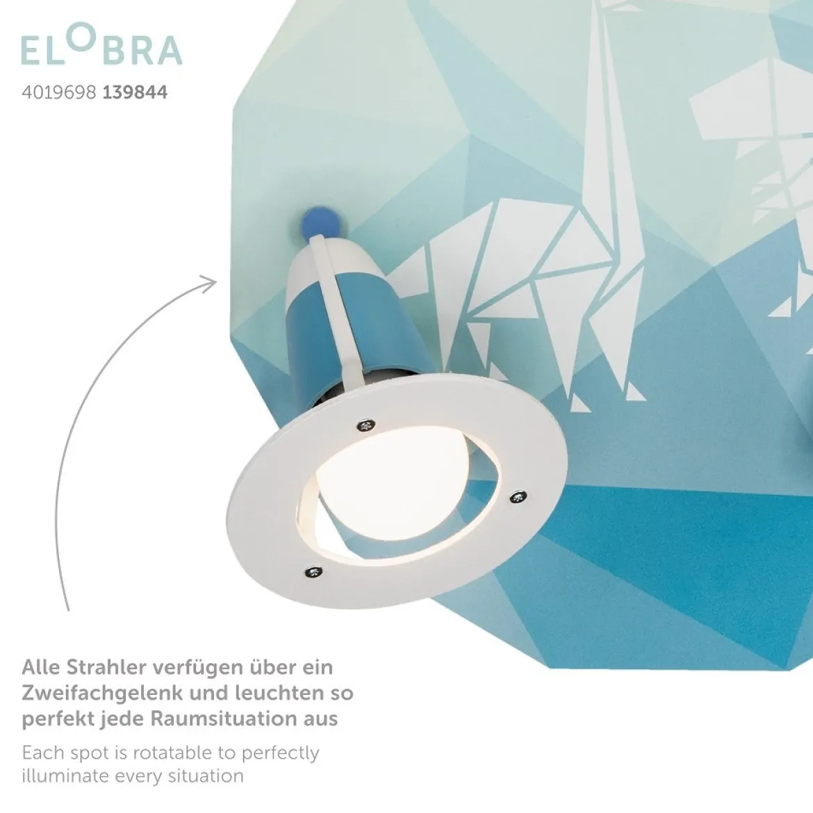 Elobra 139844 Spot Rondell Dinopoly 3-flammig blau E14