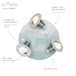Elobra 139547 Spot Rondell Scandi Wald 3-flammig mintgrün E14