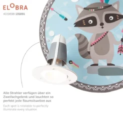Elobra 135891 Spot Rondell Waschbär Oskar 3-flammig blau braun E14