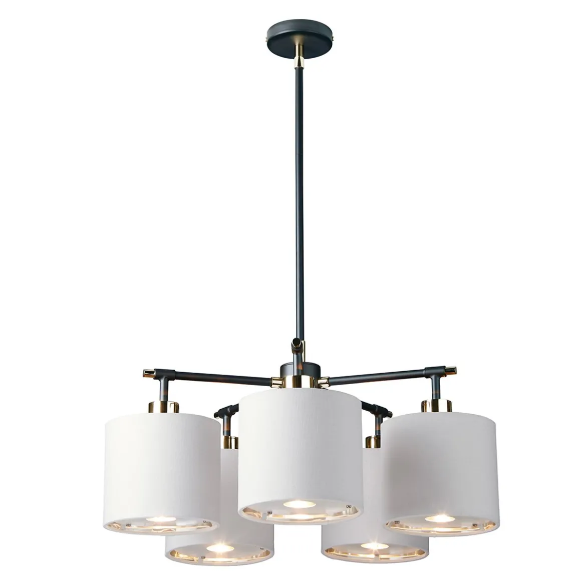 Elstead Balance Pendelleuchte 5-flammig schwarz Lampenschirm weiss E27
