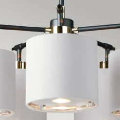 Elstead Balance Pendelleuchte 5-flammig schwarz Lampenschirm weiss E27