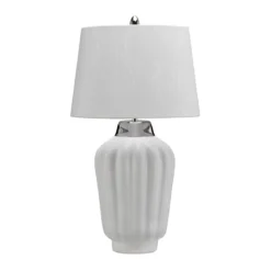 Elstead Bexley 1 Light Tischlampe weiß nickel poliert 56cm