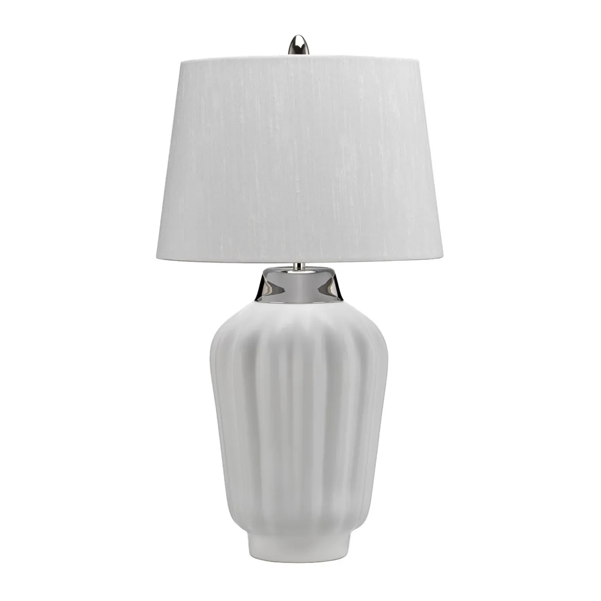 Elstead Bexley 1 Light Tischlampe weiß nickel poliert 56cm