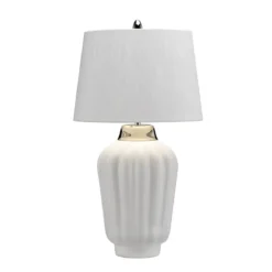 Elstead Bexley 1 Light Tischlampe weiß nickel poliert 56cm