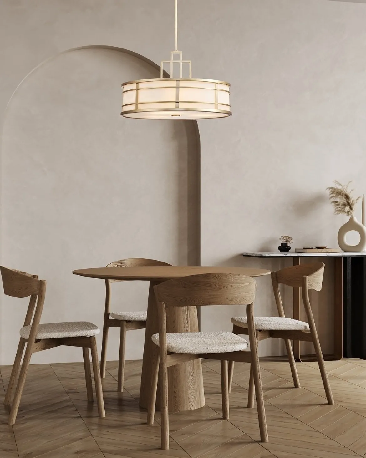 Elstead Fusion 3 Light Pendelleuchte 3-flammig messing natur lackiert E27
