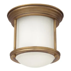 Elstead Hadrian 1 Light Deckenleuchte Opalglas Bronze gebürstet