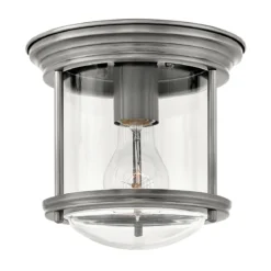 Elstead Hadrian 1 Light Deckenleuchte Klarglas Nickel antik IP44