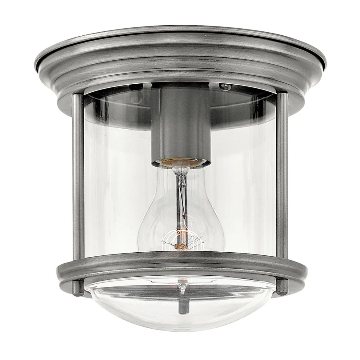 Elstead Hadrian 1 Light Deckenleuchte Klarglas Nickel antik IP44