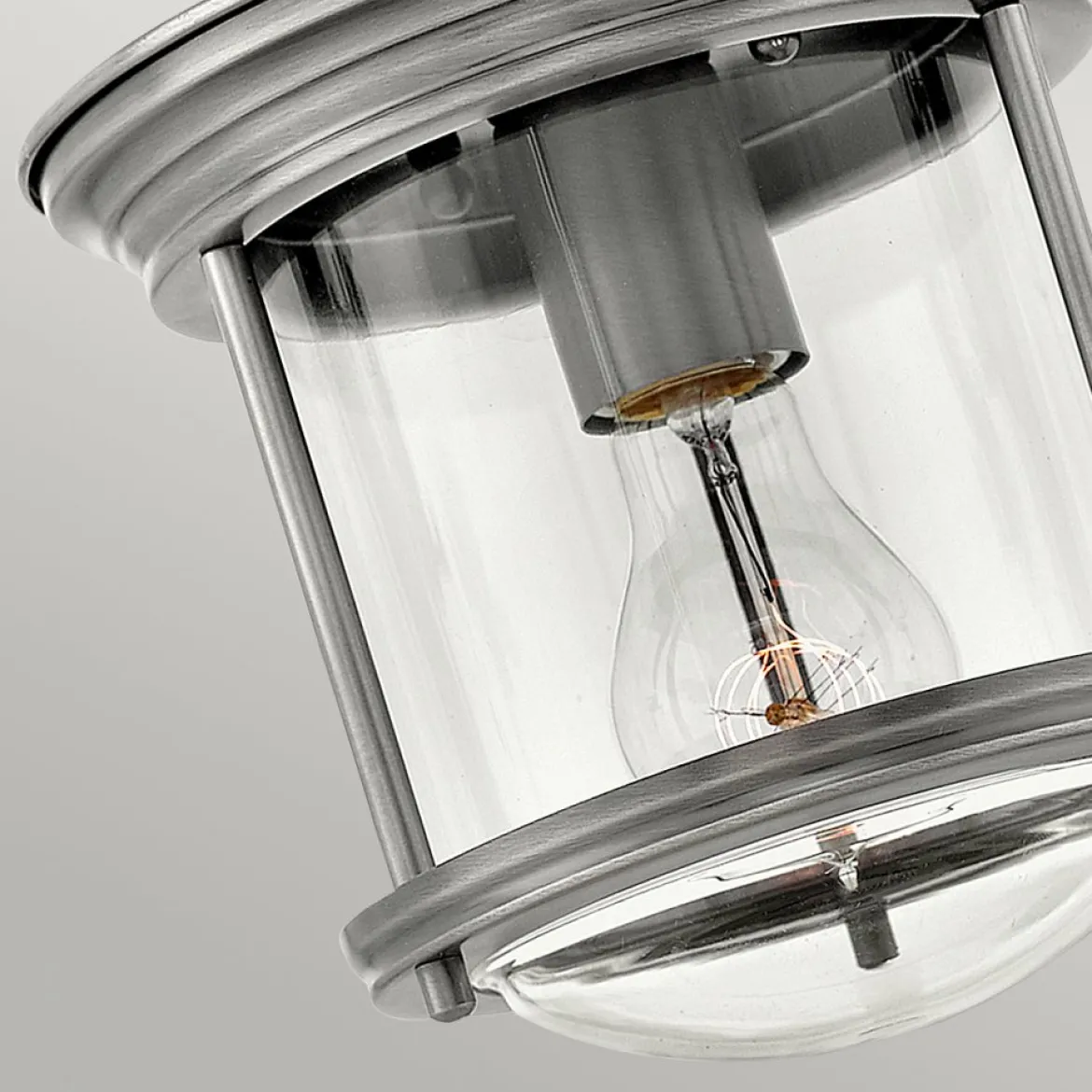 Elstead Hadrian 1 Light Deckenleuchte Klarglas Nickel antik IP44