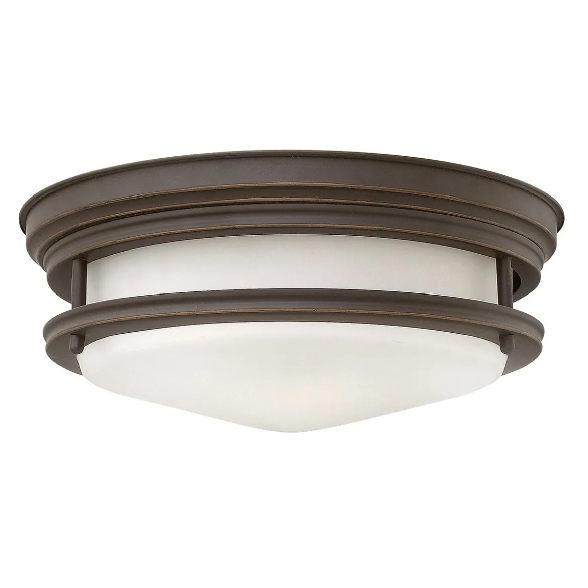 Elstead Hadrian 2 Light Deckenleuchte Glas Opal ölgeriebene Bronze